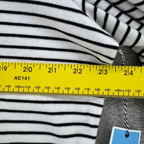 Draper James Top Womens XXL White Black Striped Mock Neck Long Puff Sleeve New - Picture 13 of 16